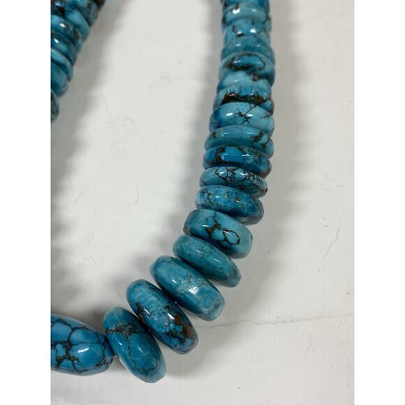 Turquoise Chunky Nugget Necklace w/ Marbled Matrix - Picture 4 of 5